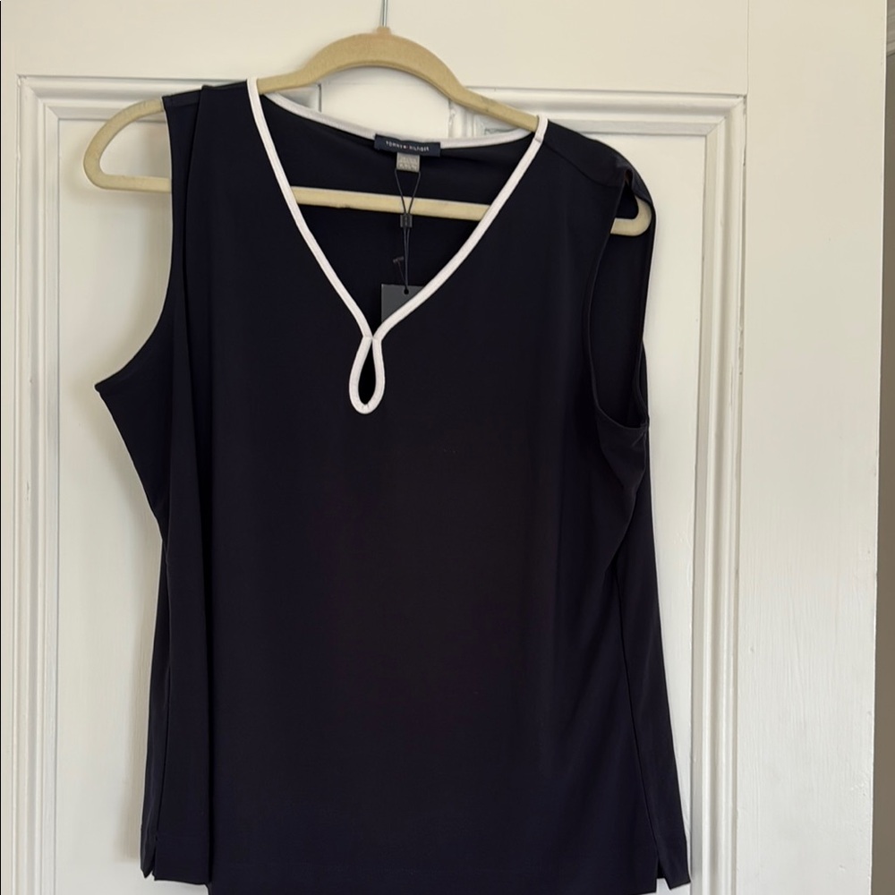 Tommy Hilfiger Asymmetrical Blue Sleeveless Blouse